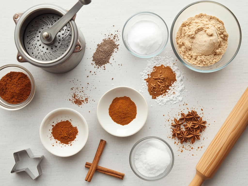 A beautifully styled flat lay of a coffee grinder, freshly