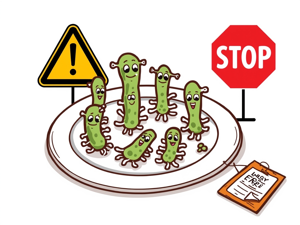 A cartoon illustration of bacteria multiplying on a plate of