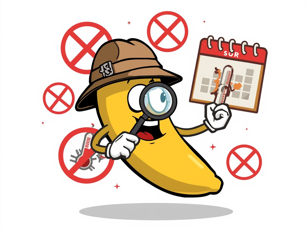 A cartoonish illustration of a banana wearing a detective hat,