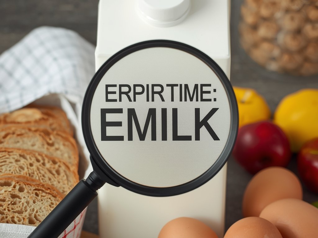 A close-up of a carton of milk with a magnifying