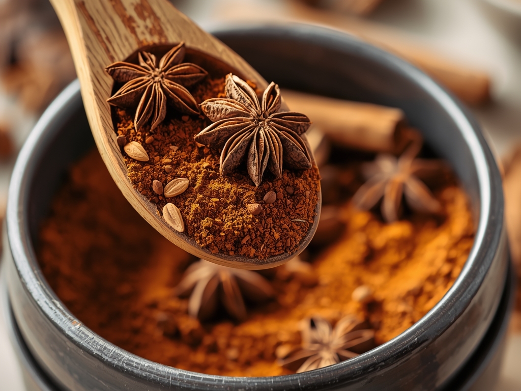 A close-up of a coffee grinder filled with vibrant whole