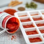 A close-up of a half-empty tomato paste tube with a