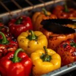 A close-up of a roasting pan filled with vibrant red,