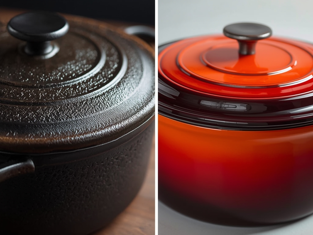 A close-up shot of a cast iron Dutch oven and