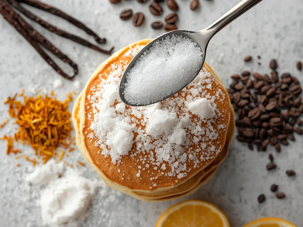 A coffee grinder filled with coarse sugar crystals, surrounded by