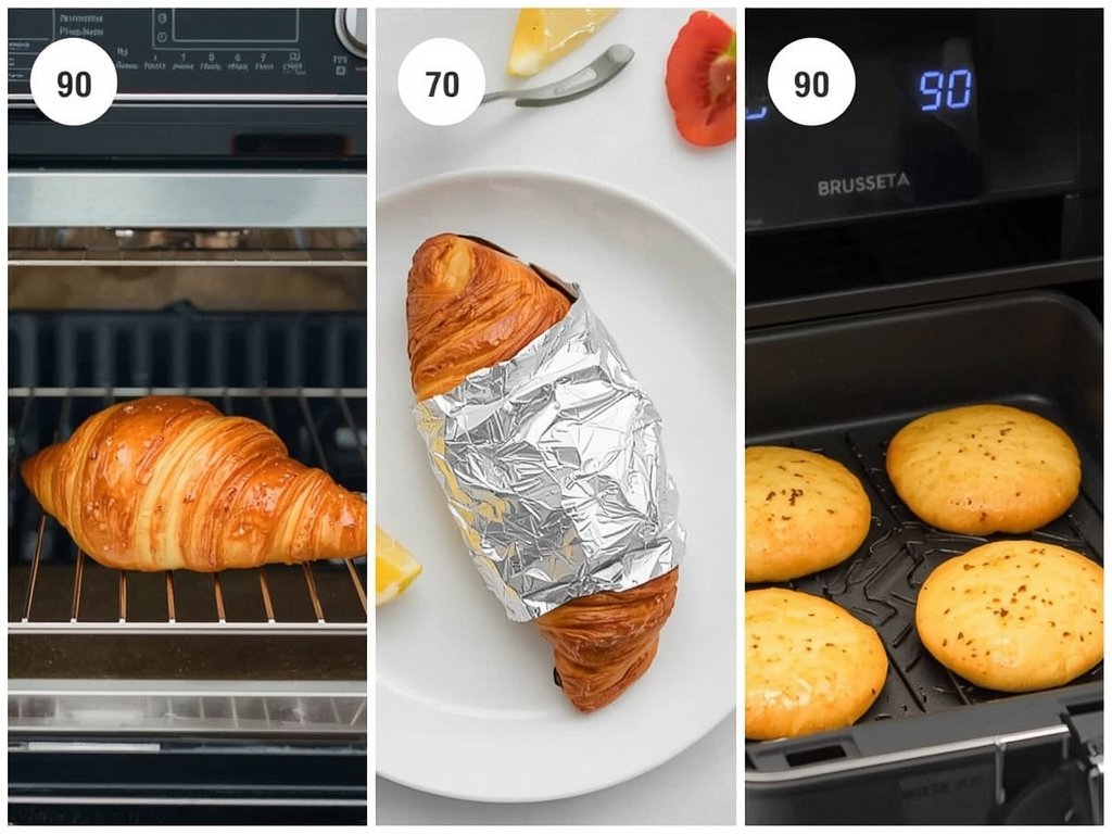 A comparison of three methods: a croissant in a toaster