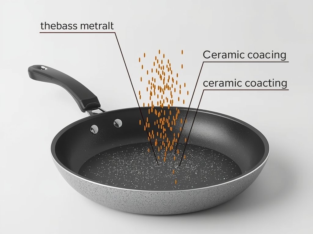 A cross-section diagram of a ceramic pan showing the base