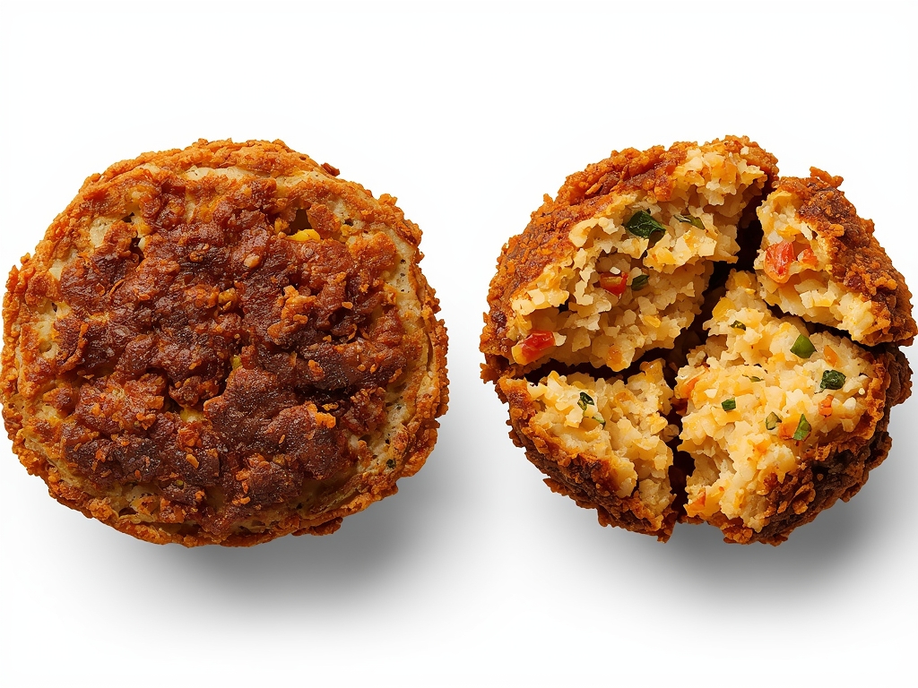 A cross-section of a falafel ball, showcasing its crispy exterior