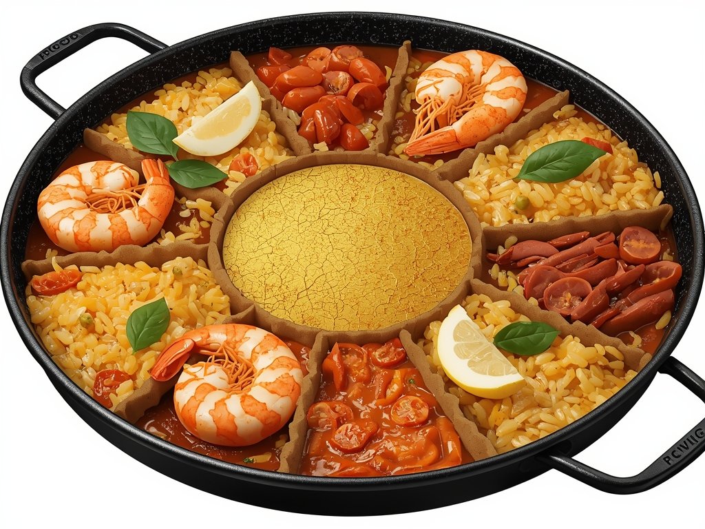 A diagram illustrating the layers of a paella pan, with