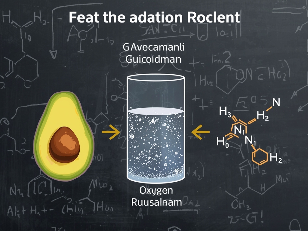 A diagram illustrating the oxidation process in avocados, with a
