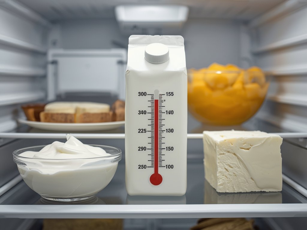 A fridge with a carton of milk placed in the
