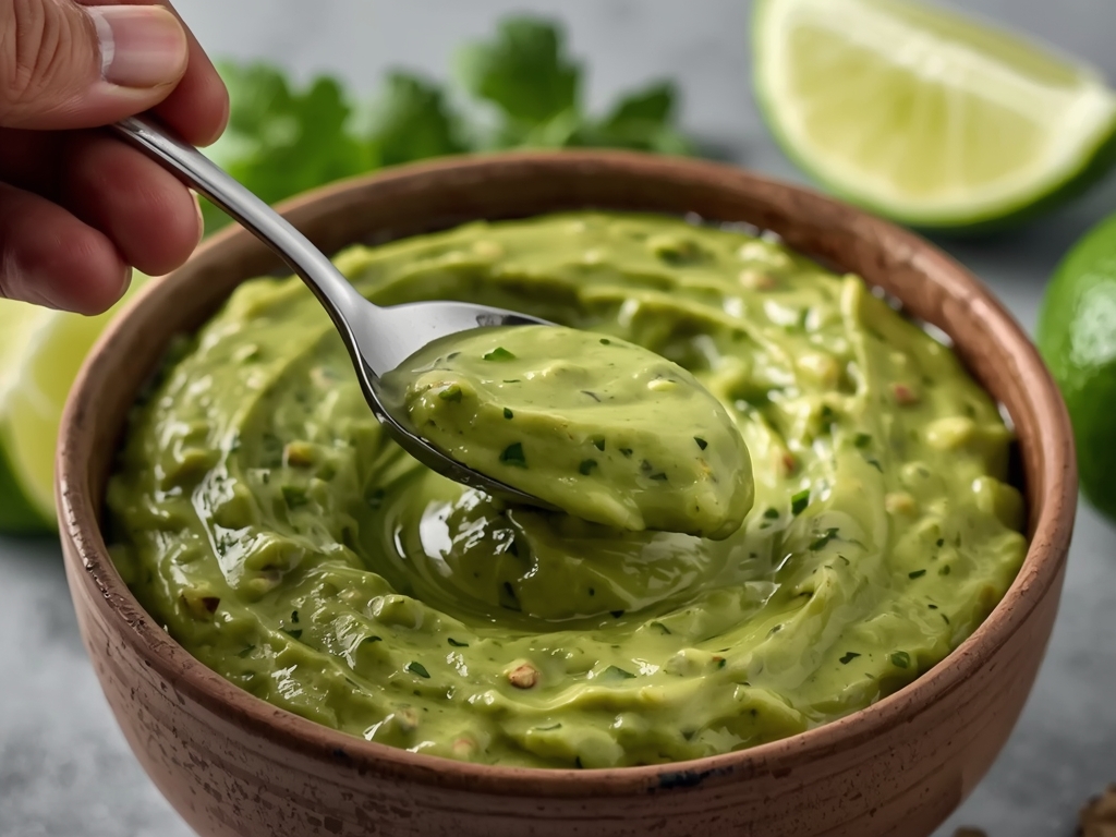 A hand holding a spoon, gently pressing a thin layer