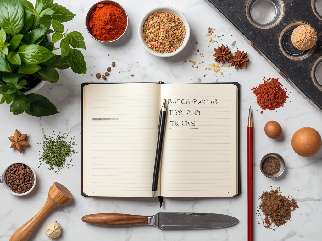 A kitchen counter filled with an assortment of spices, herbs,