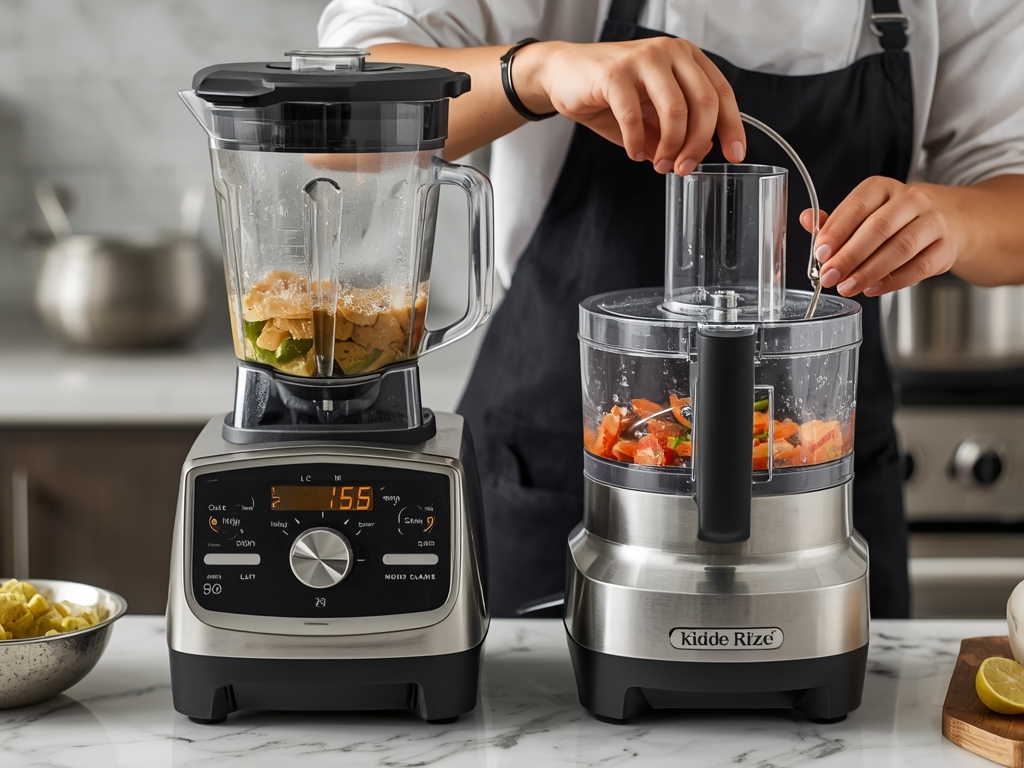 A kitchen setup where both a high-speed blender and a