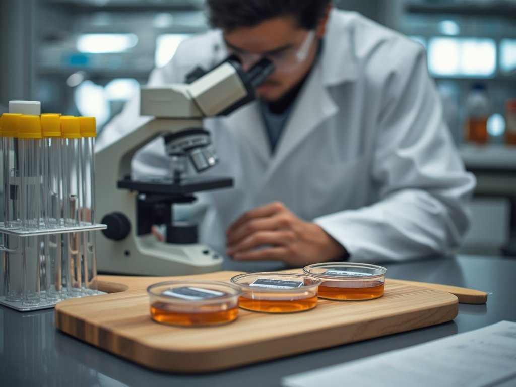 A laboratory setting with a scientist in a white coat