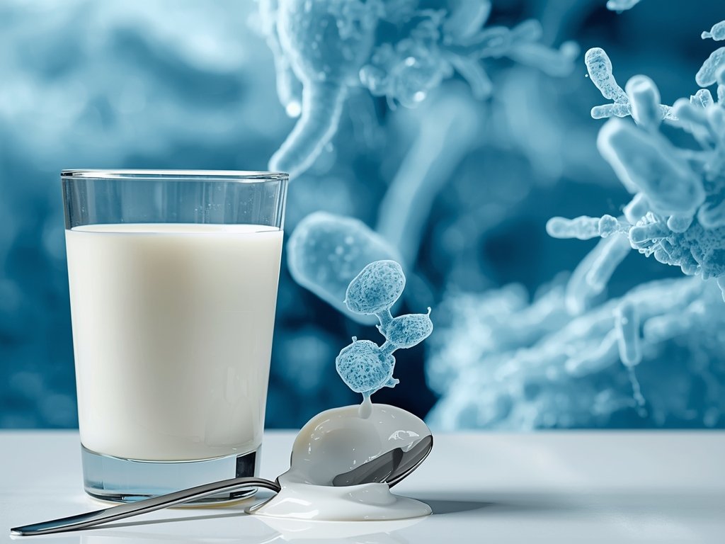 A microscopic view of bacteria growing in a milk droplet,