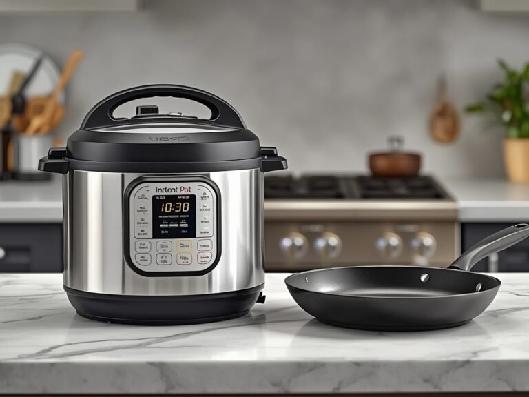 A modern kitchen counter with a sleek, stainless steel Instant