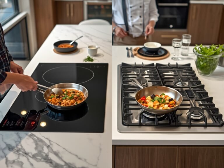 A modern kitchen with a sleek induction cooktop and a