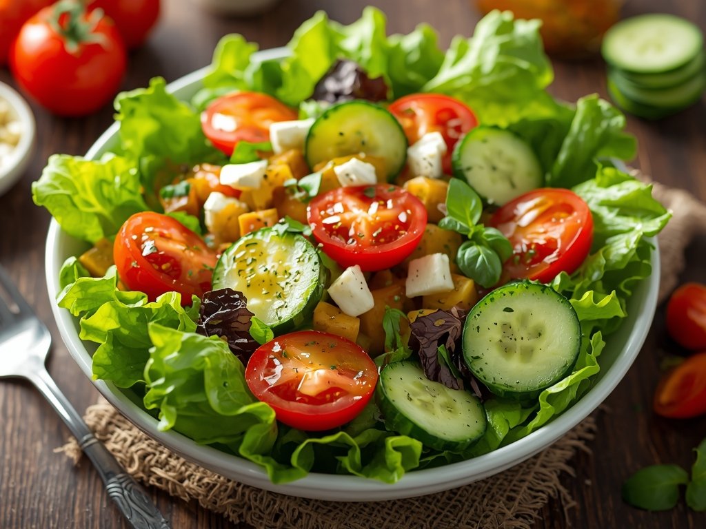 A mouthwatering photo of a vibrant salad made with revived