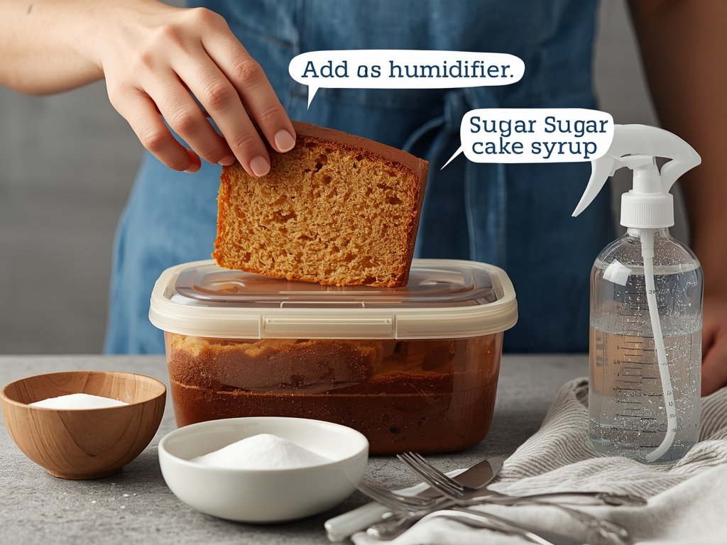 A person adding a slice of cake to a storage