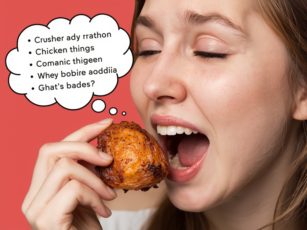 A person making a face as they take a bite