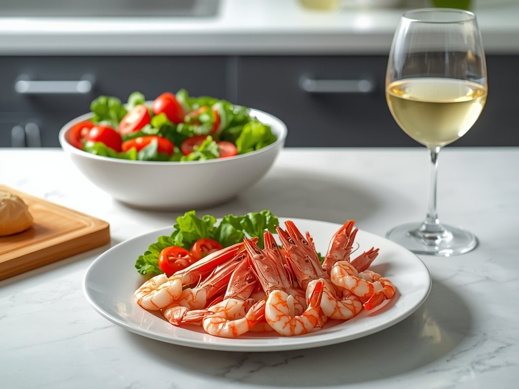 A photorealistic illustration of a kitchen counter with a plate