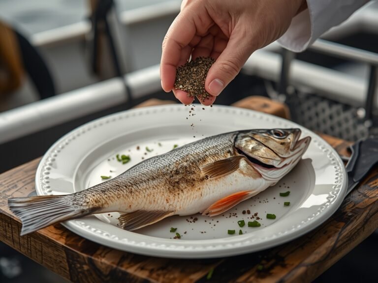 A photorealistic image of a freshly caught cod on a