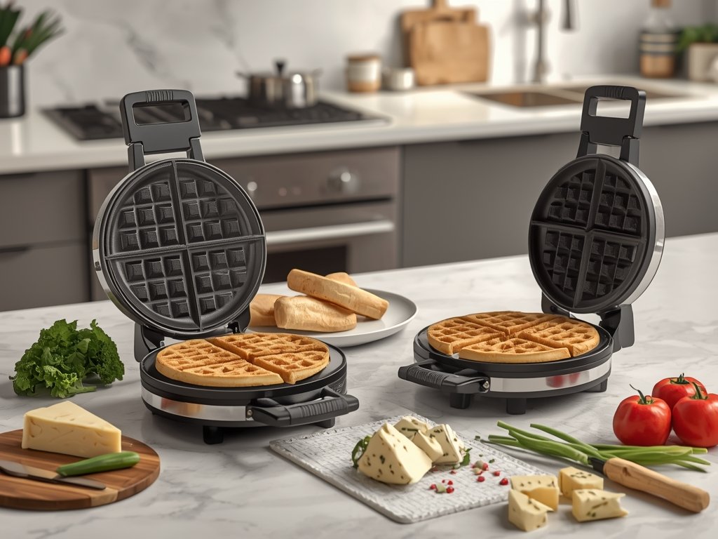 A photorealistic image of a modern kitchen counter with a