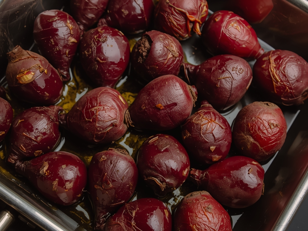 A photorealistic image of a roasting pan filled with whole
