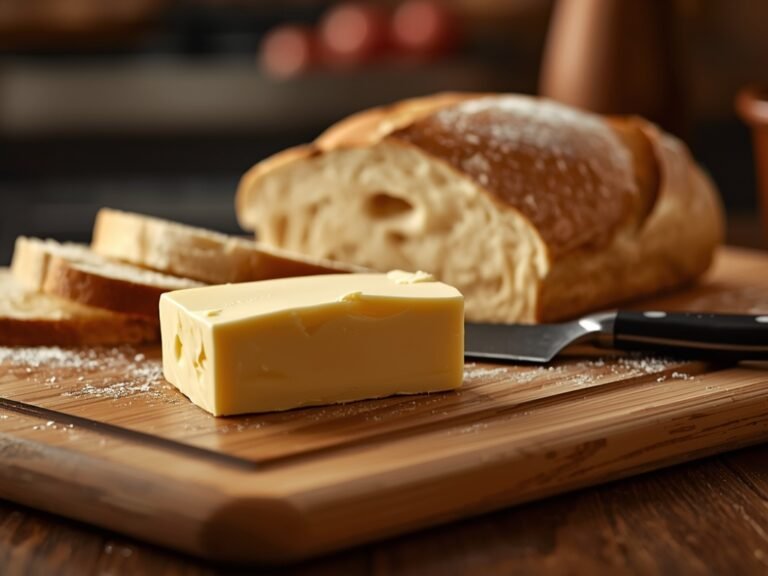 A photorealistic image of a stick of softened butter on