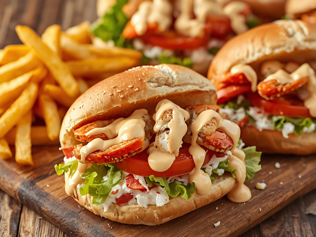 A platter of soft-shell crab sandwiches, each crab nestled in