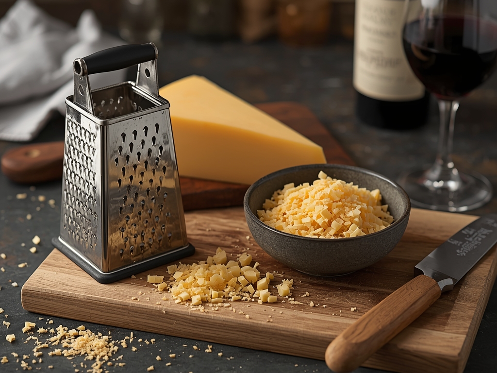 A rustic, farmhouse-style kitchen scene with a Microplane grater, a