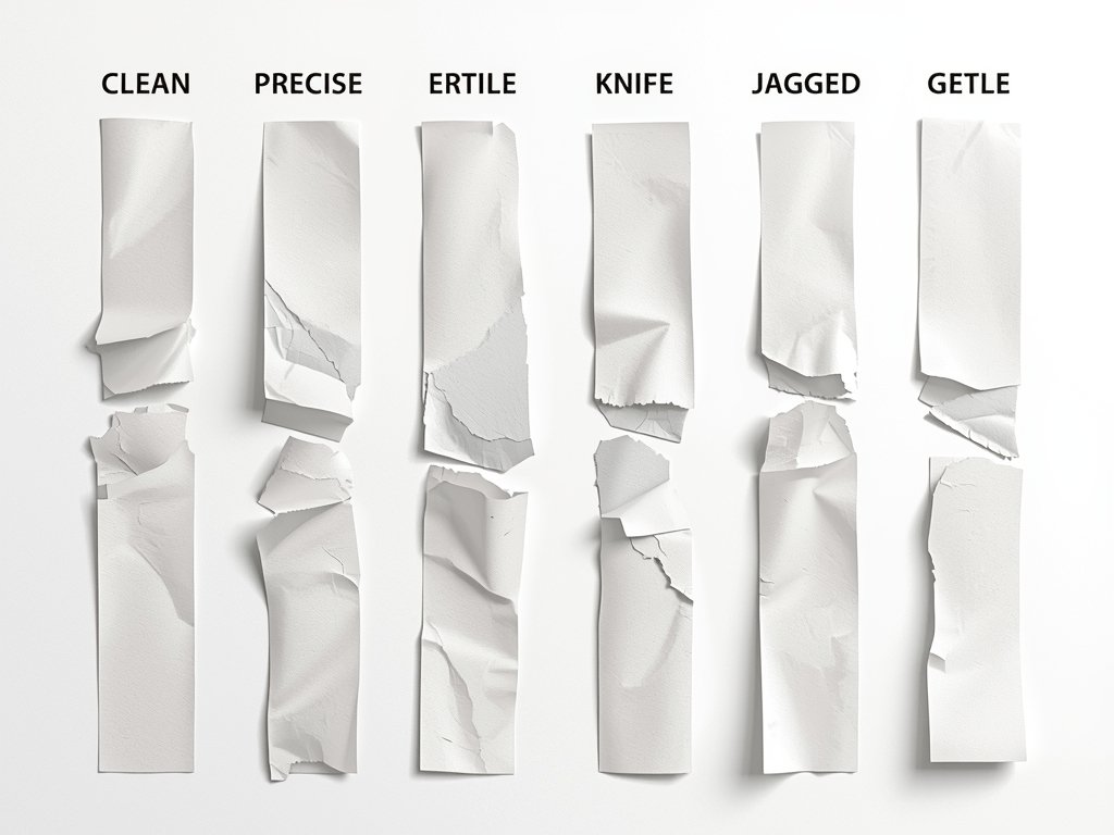 A series of paper strips with varying degrees of cuts,