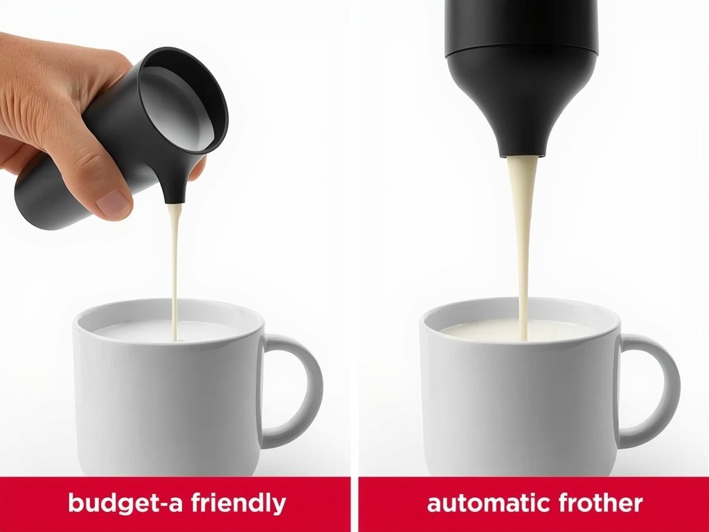 A side-by-side comparison of a budget-friendly handheld milk frother and