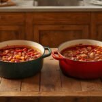 A side-by-side comparison of a French oven and a Dutch