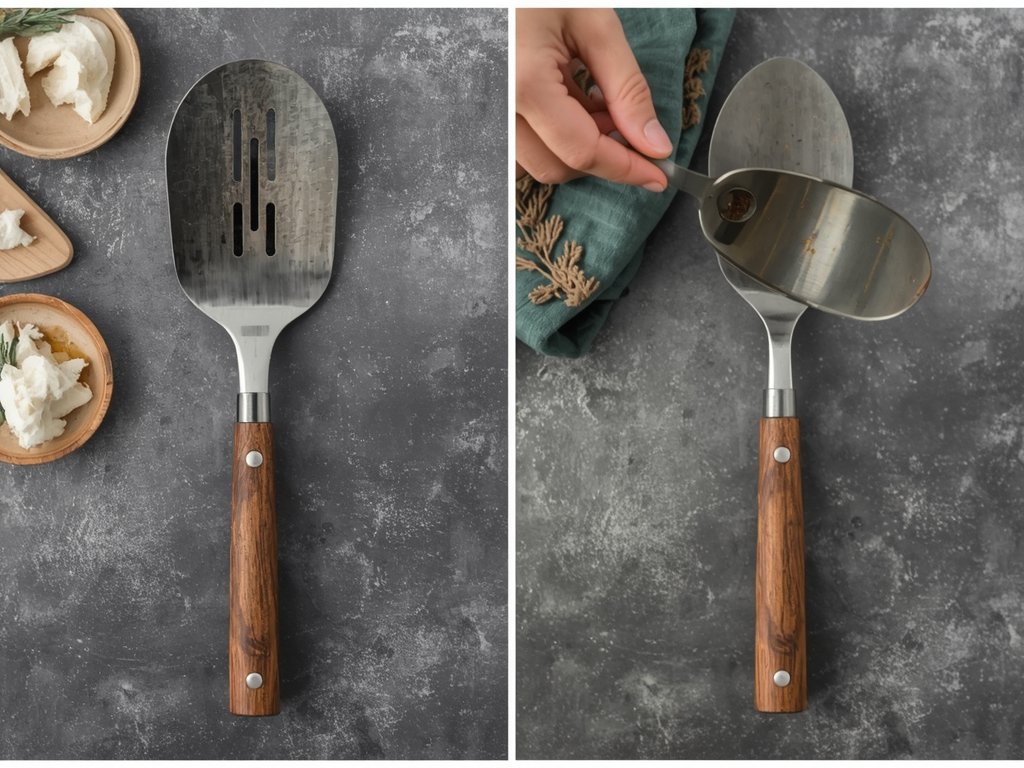 A side-by-side comparison of a traditional spatula and a fish