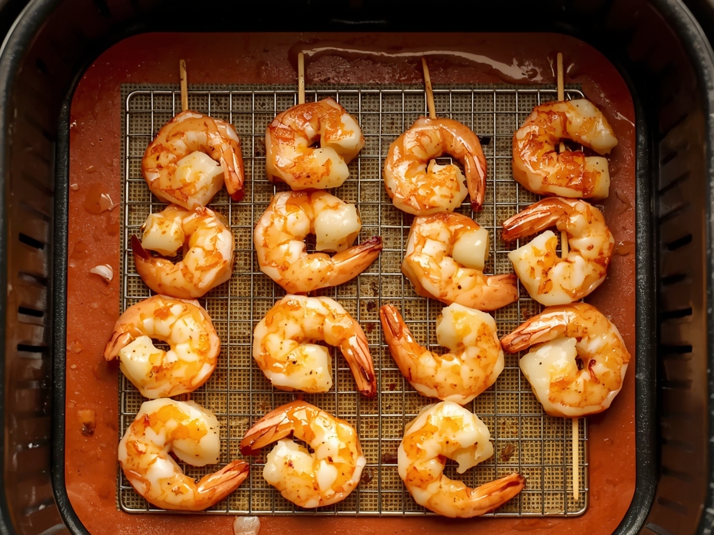 A silicone baking mat placed inside an air fryer basket,