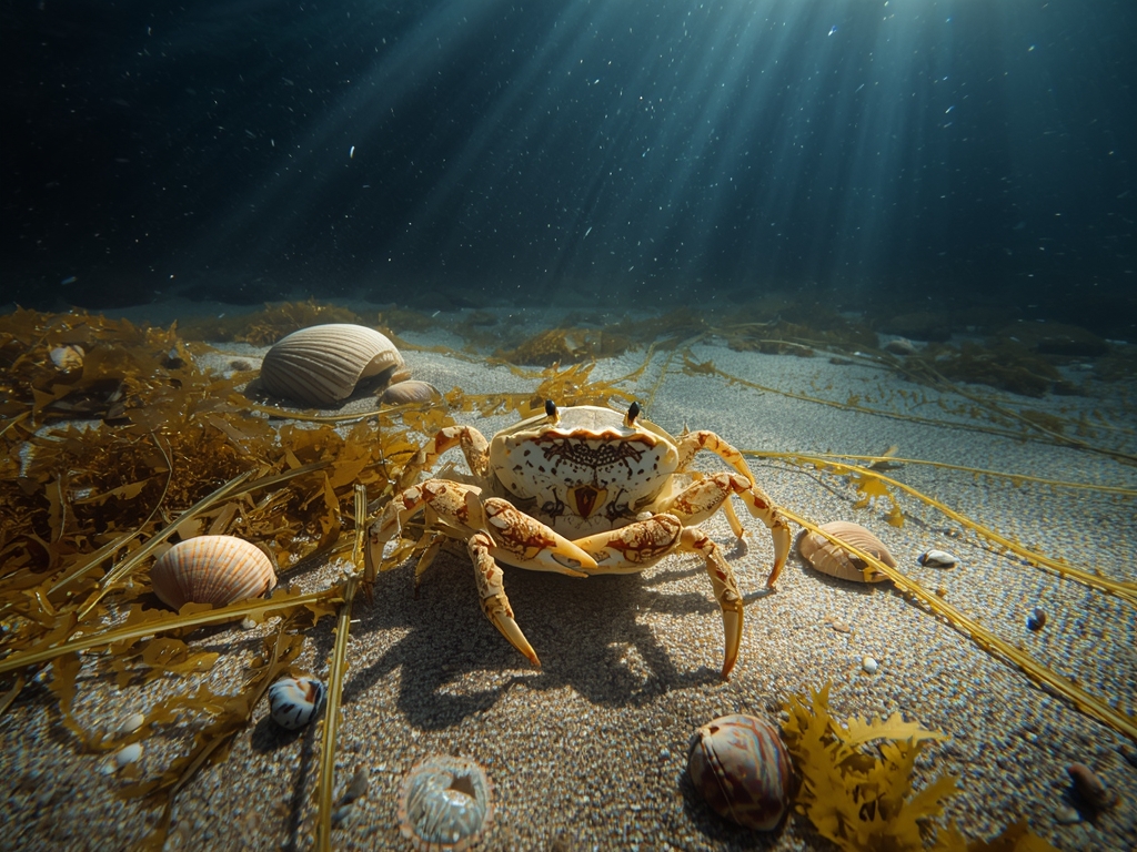 A soft-shell crab in its natural habitat, molting on a