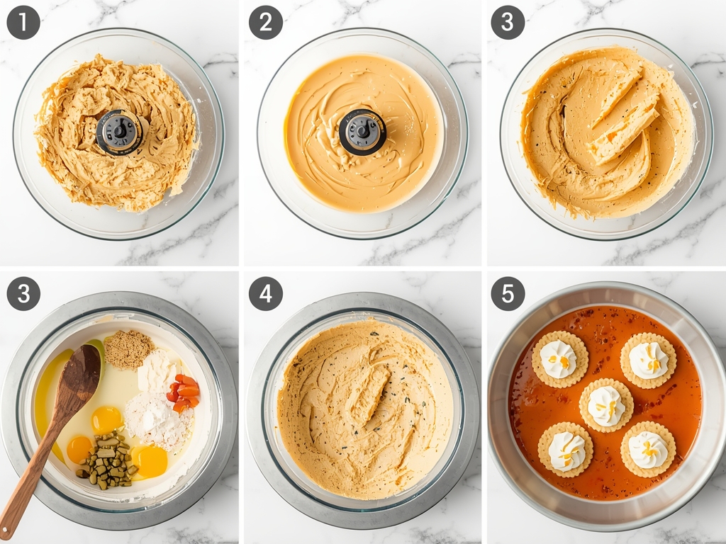 A step-by-step photo series showing the process of mixing, spreading,