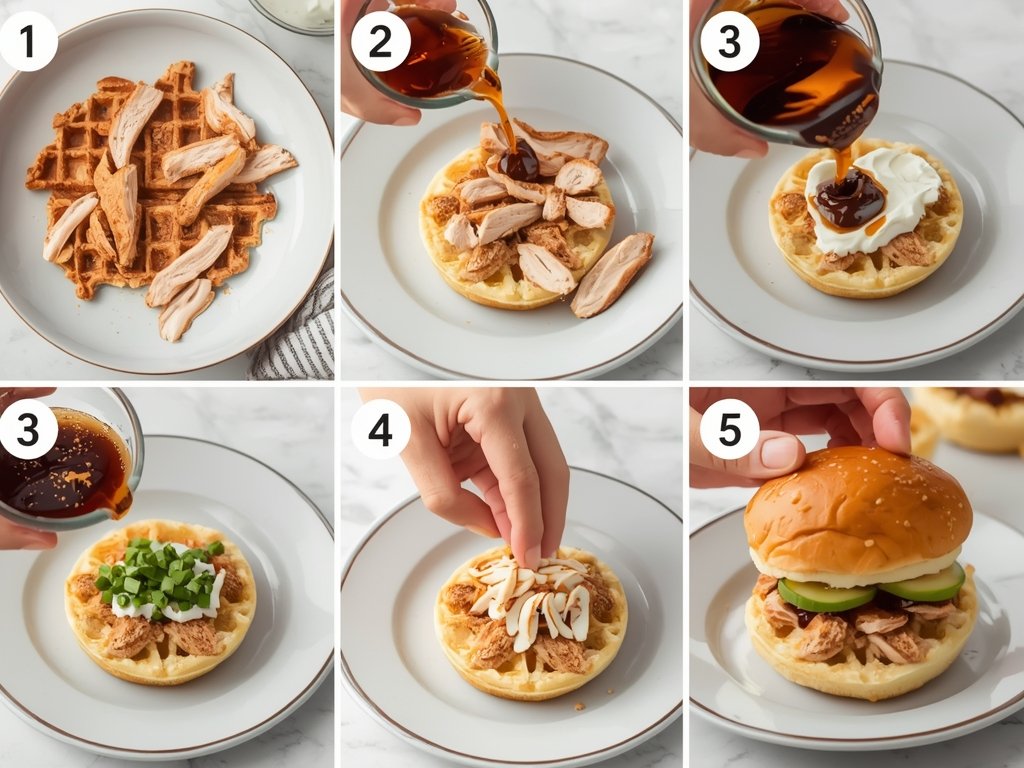 A step-by-step visual guide to assembling a waffle slider, from