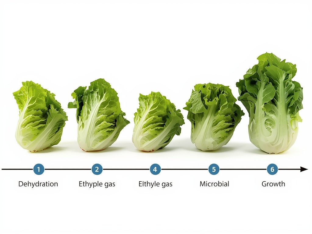 A time-lapse illustration of a lettuce head slowly wilting over