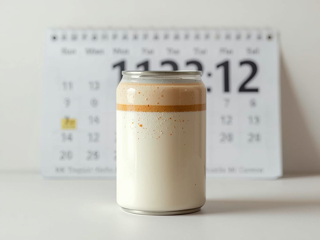A time-lapse image of a can of coconut milk with