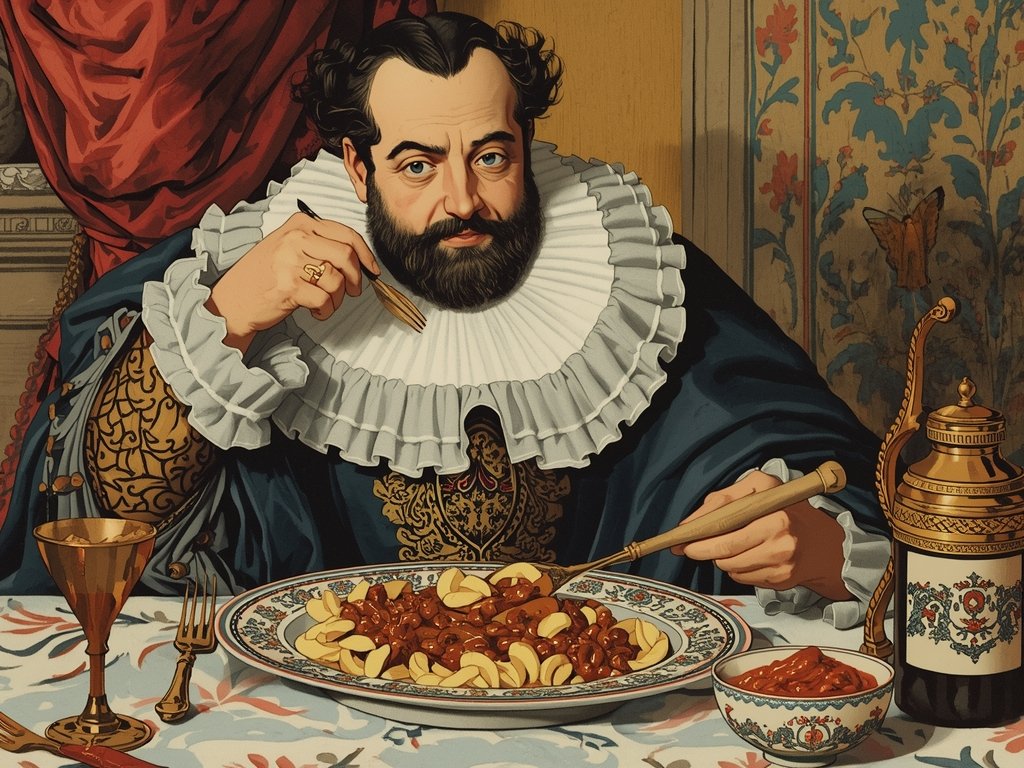 A vintage illustration of a Russian nobleman enjoying a lavish