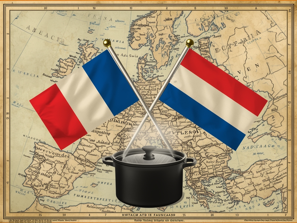 A vintage map of Europe and North America, with a