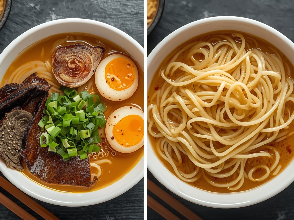 Two bowls side by side: one with perfectly reheated ramen