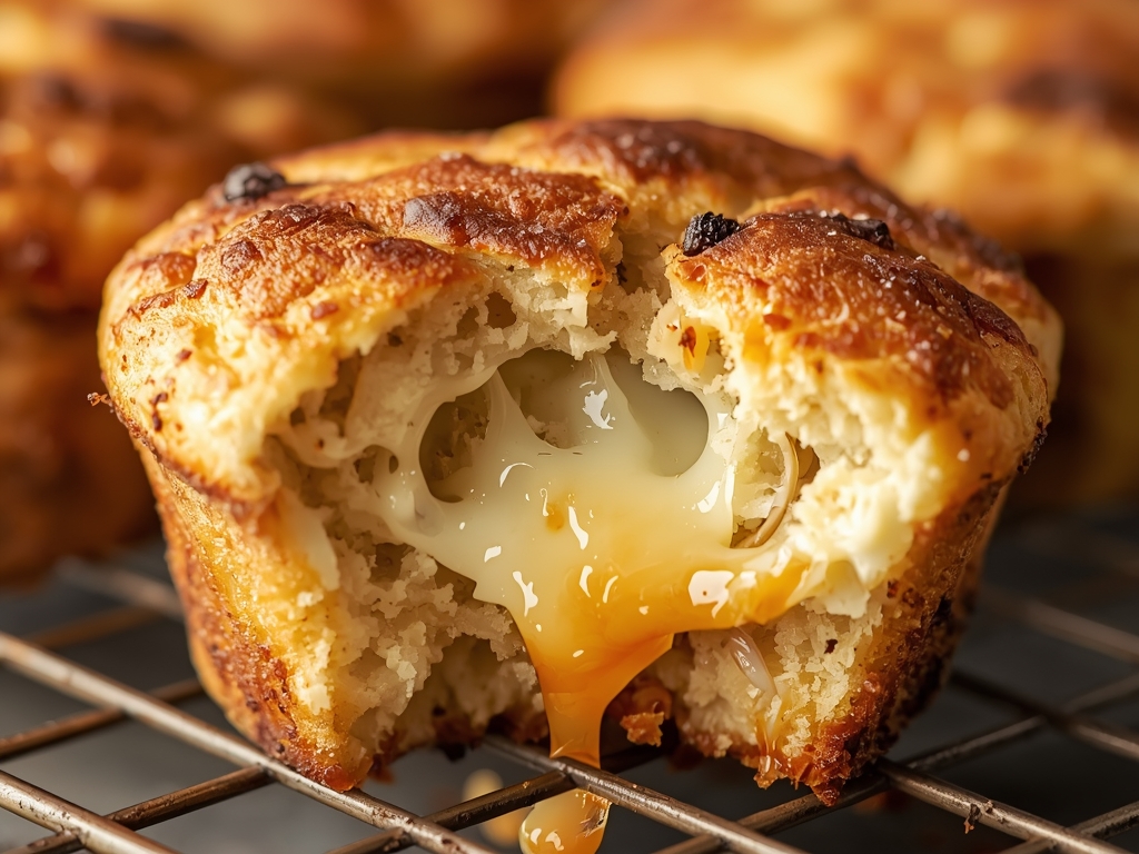 A close-up of a perfectly baked muffin with a crispy