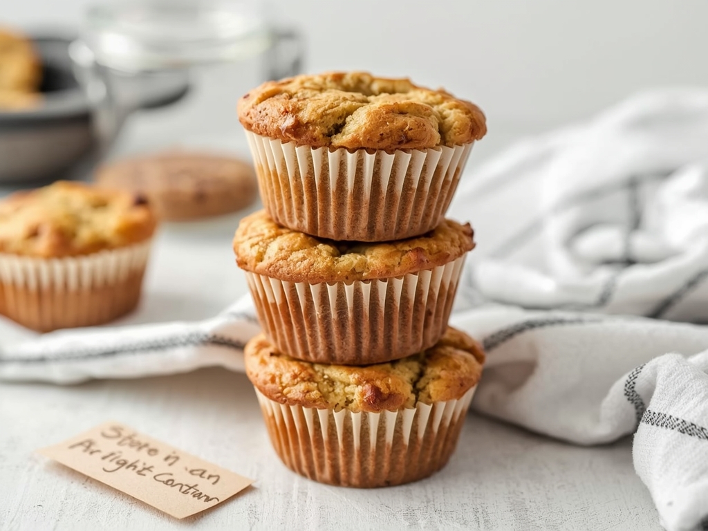 A stack of savory bread pudding muffins wrapped in a